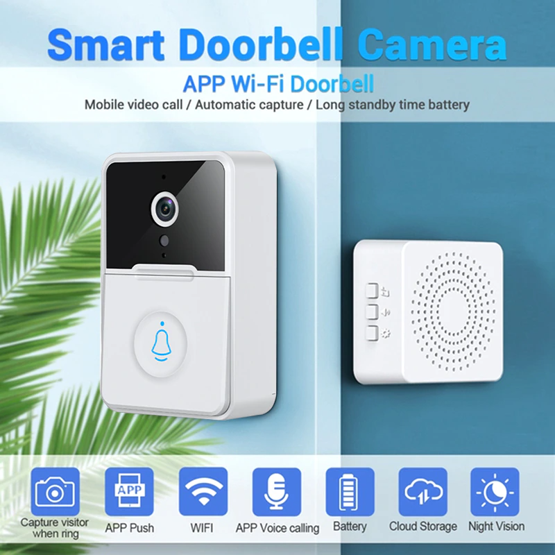 Smart WiFi Video Doorbell APP WiFi camera with chime – mobile video call, auto-capture and cloud storage features